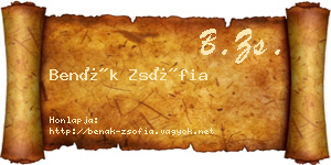 Benák Zsófia névjegykártya