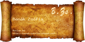 Benák Zsófia névjegykártya